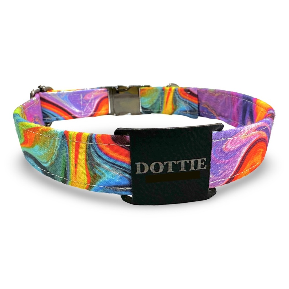 Limited Edition Dog collar, Faux Leather engraved w/ premium metal accessories